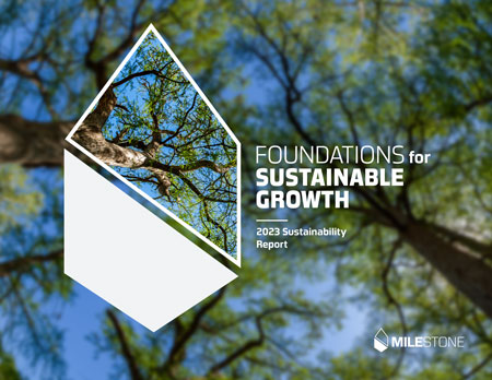 Anomage of the Milestone 2023 Sustainability Report front cover.